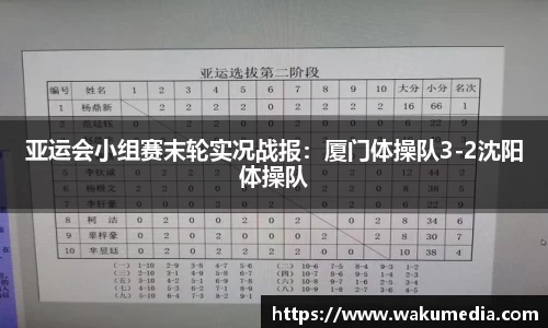 亚运会小组赛末轮实况战报：厦门体操队3-2沈阳体操队